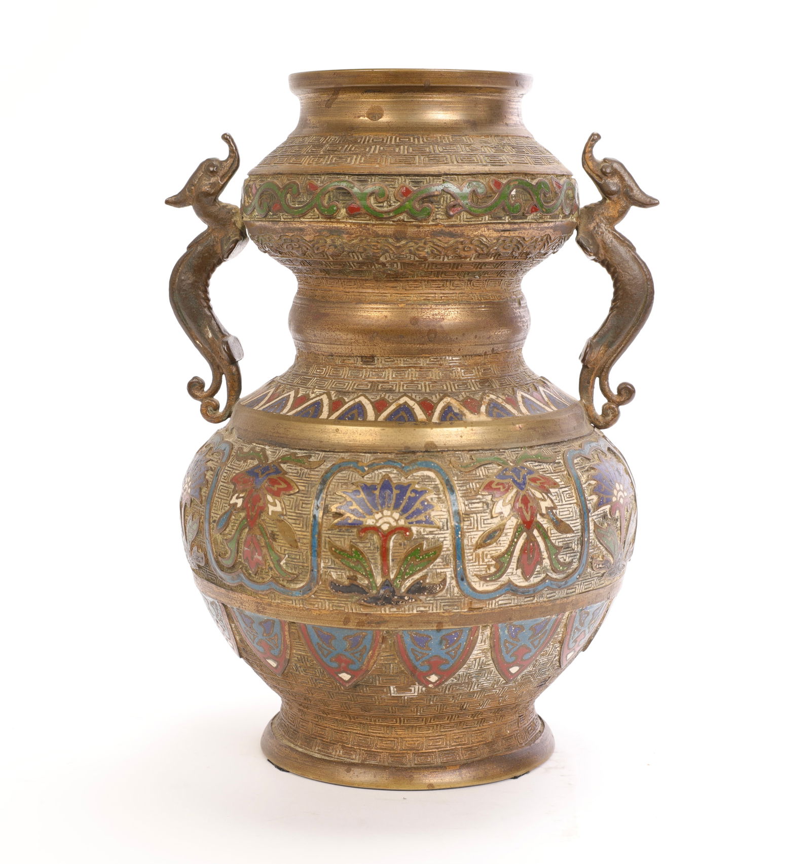 ANTIQUE CHINESE CLOISONNÉ DOUBLE GOURD VASE DRAGON HANDLES (1 of 11)