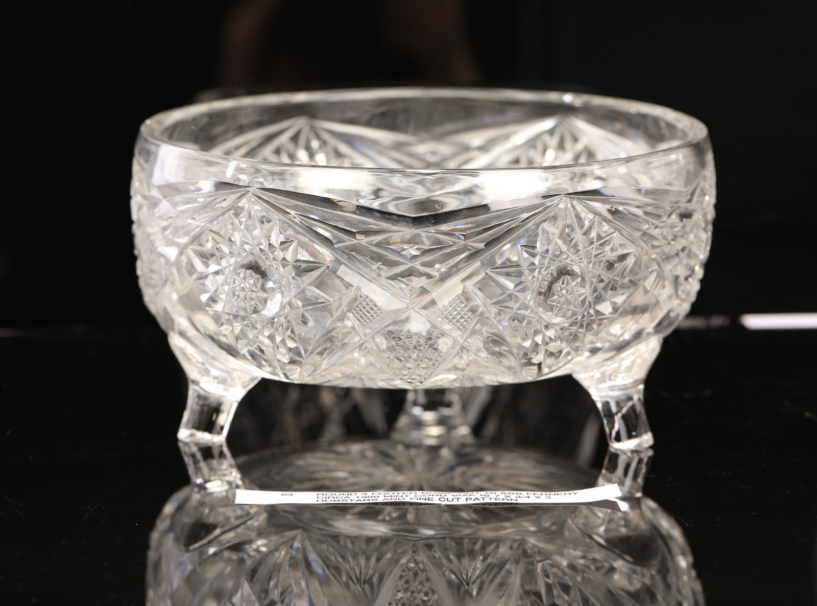 19c. AMERICAN BRILLIANT FOOTED FERNERY CUT GLASS VASE HOBSTARS FINE CUT (1 of 8)