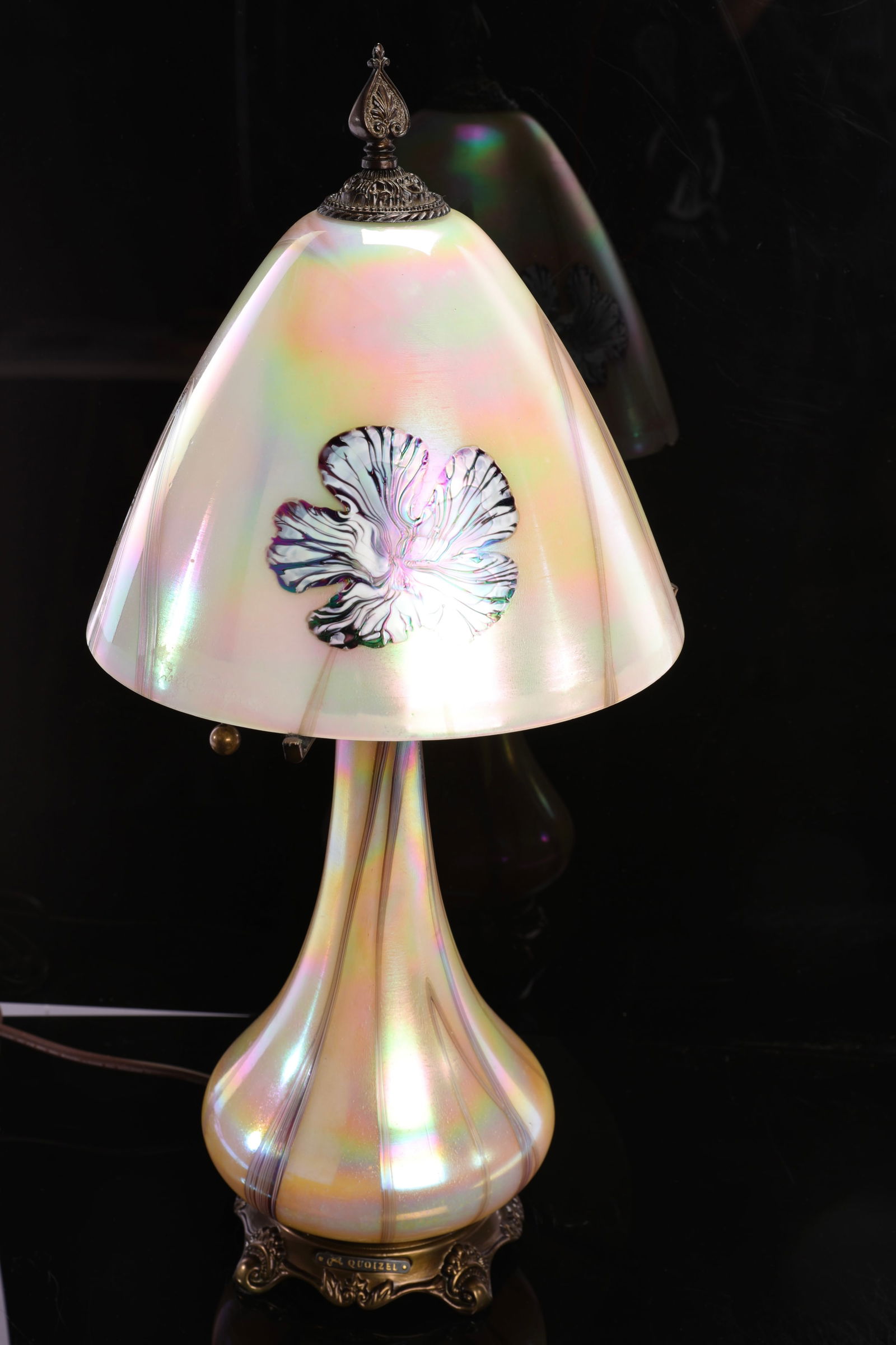 TODD PHILLIPS QUOIZEL IRIDESCENT FAVRILE GLASS ART NOUVEAU STYLE LAMP (1 of 9)
