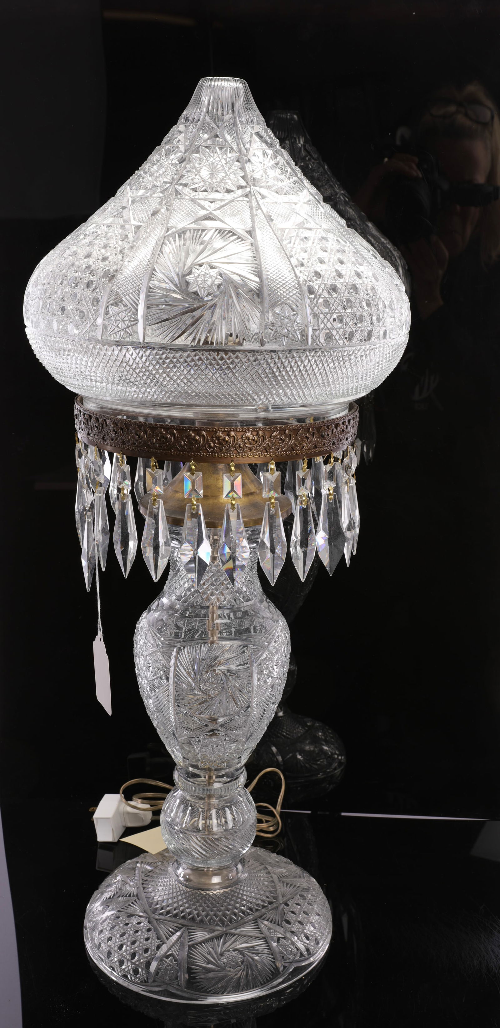 STUNNING ONION DOME CUT GLASS LAMP 31" (1 of 9)