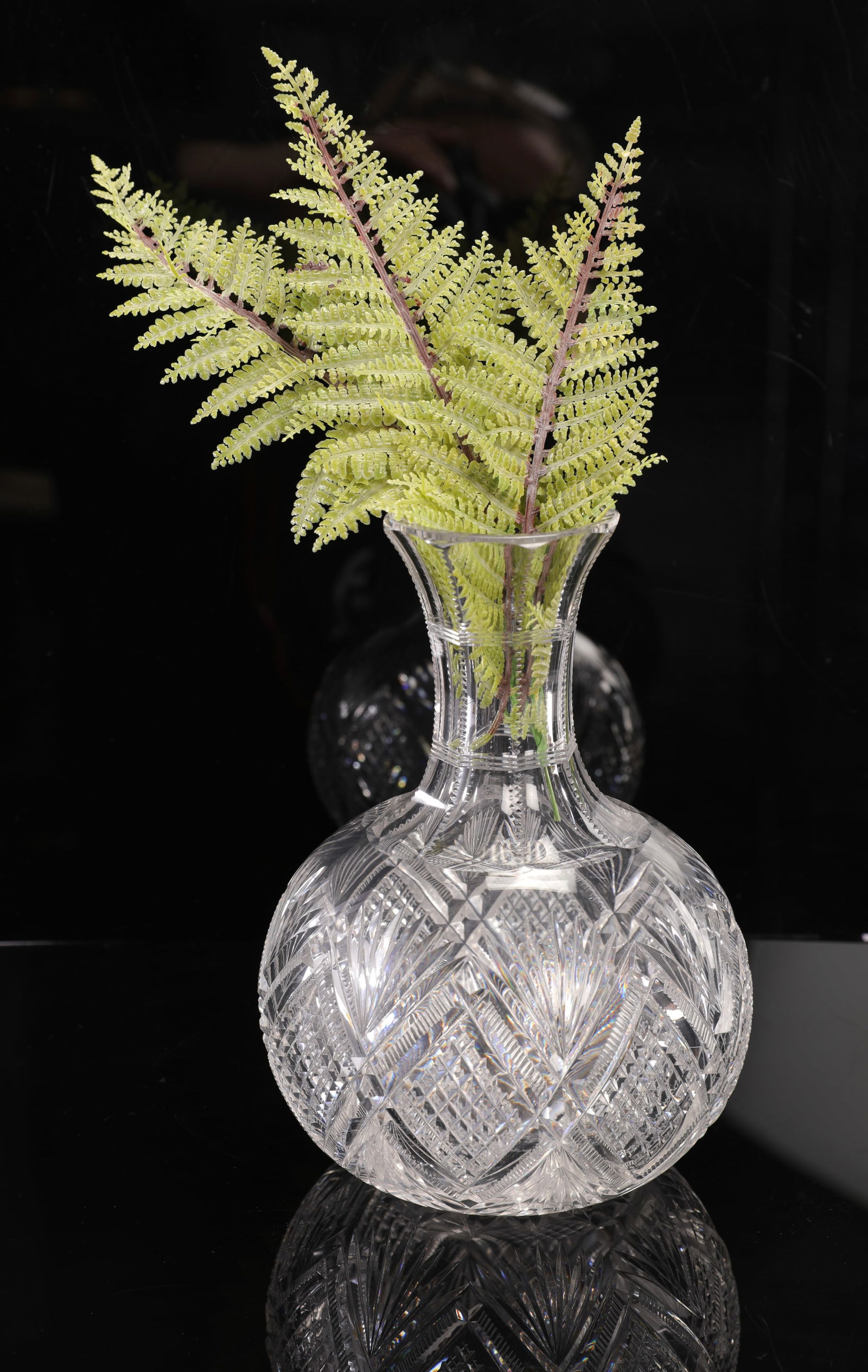 19th c AMERICAN BRILLIANT CUT CRYSTAL WATER CARAFE 8.25" DIAMOND & FAN (1 of 7)