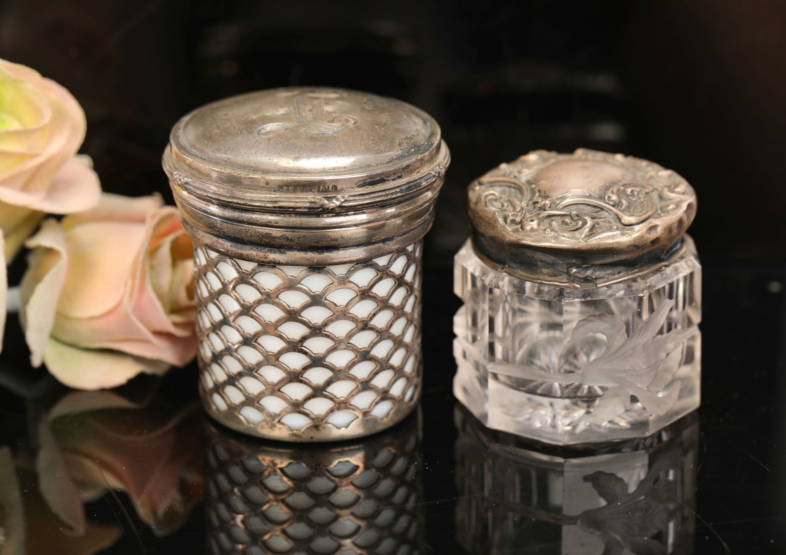 2 ART NOUVEAU STERLING SILVER LIDDED JARS (1 of 12)