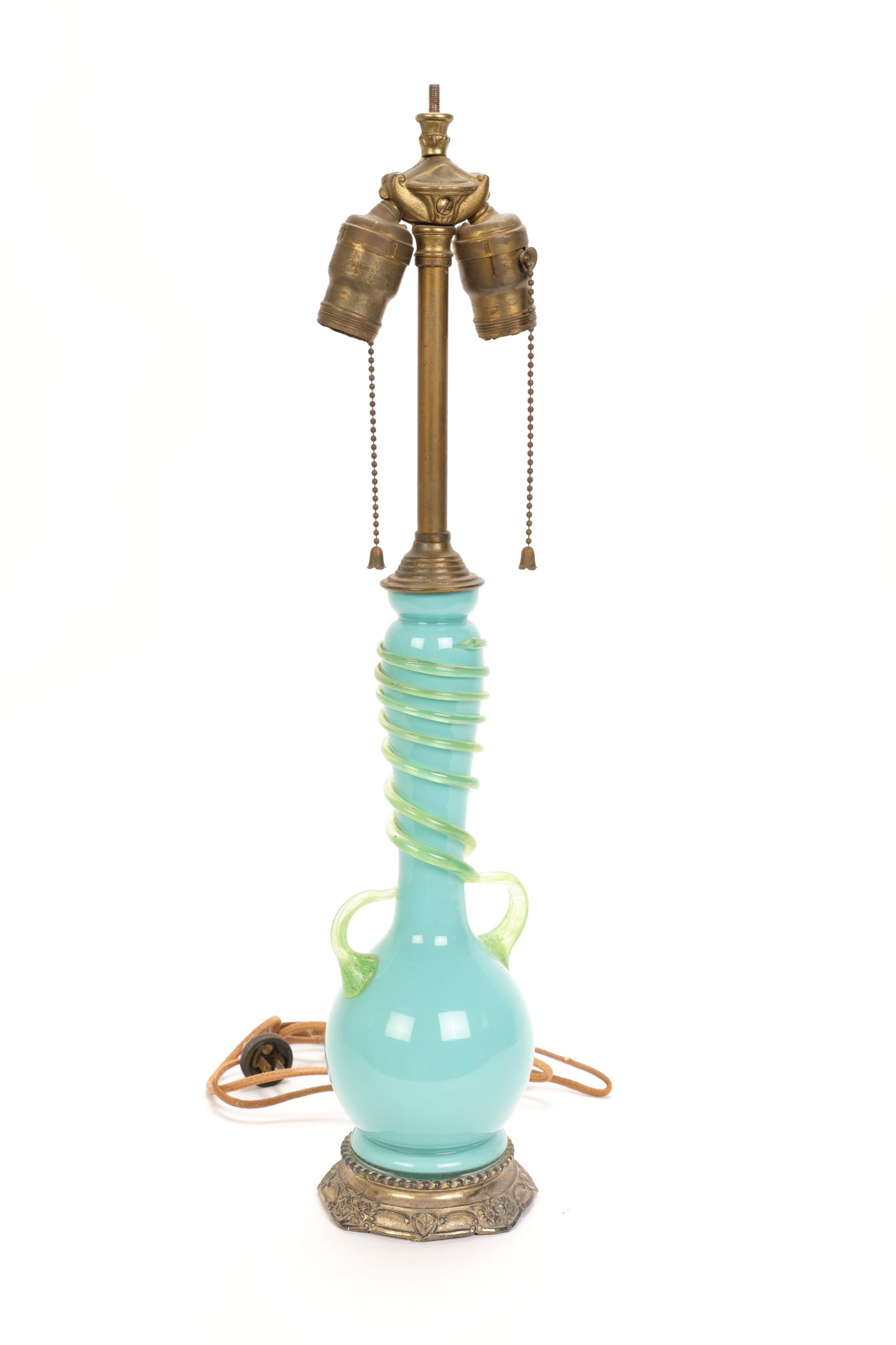 ANTIQUE AQUA MURANO GLASS TABLE LAMP MARBRO? (1 of 6)