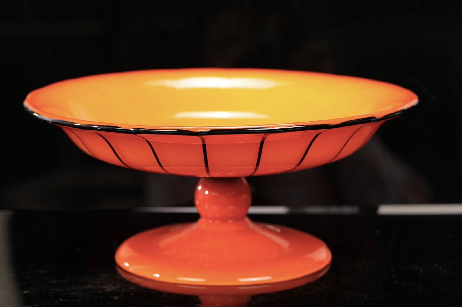 LOETZ ART DECO STRIPED CZECH GLASS FOOTED COMPOTE (1 of 8)