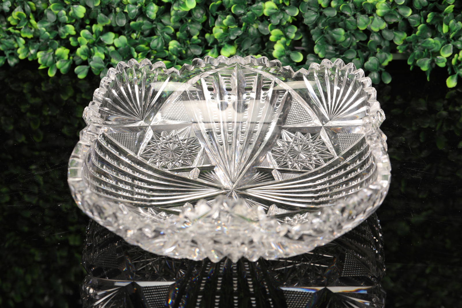 LIBBEY 19th c AMERICAN BRILLIANT CUT CRYSTAL SQUARE BOWL (1 of 5)