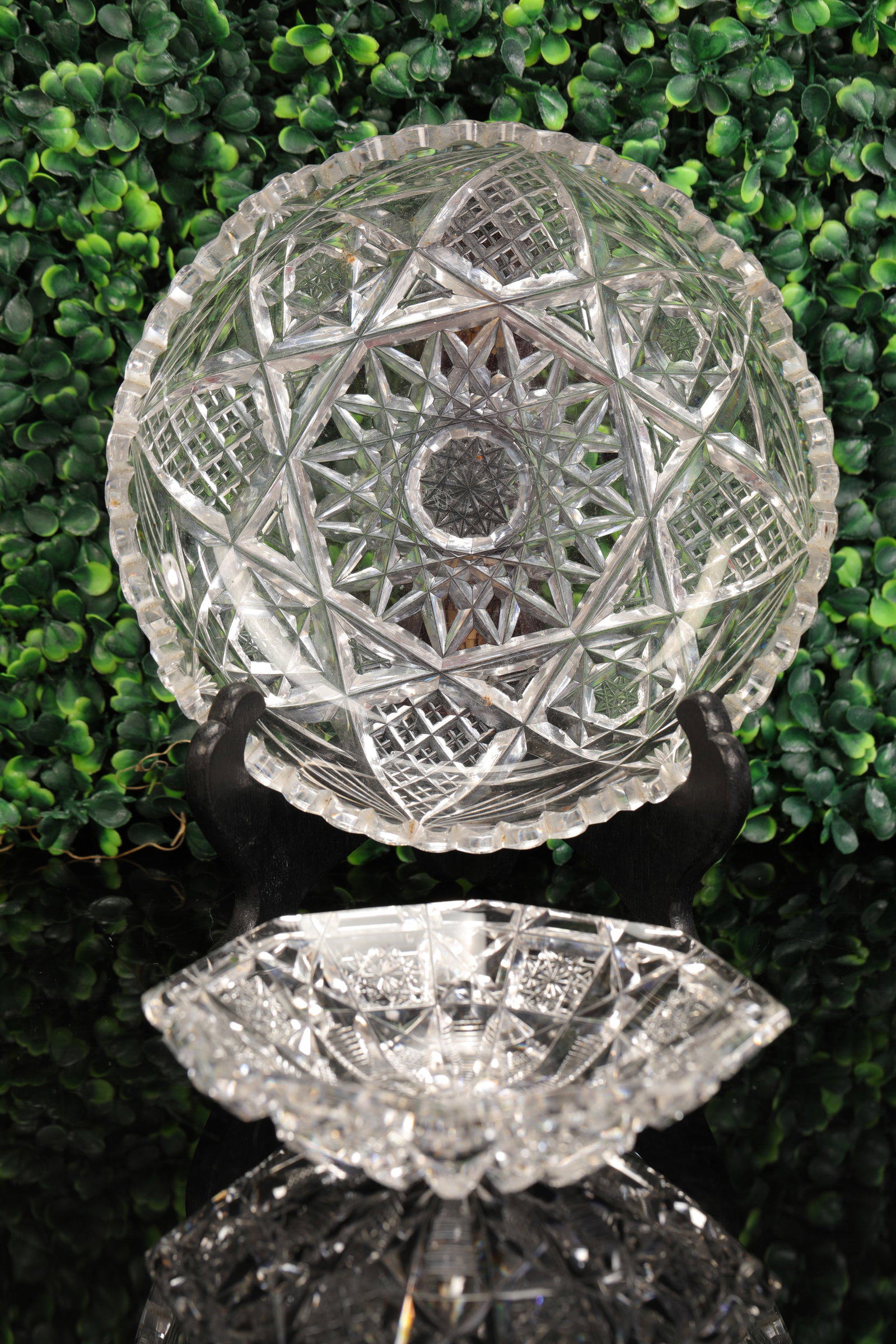 2 ANTIQUE CUT CRYSTAL BOWLS URANIUM GLASS (1 of 6)