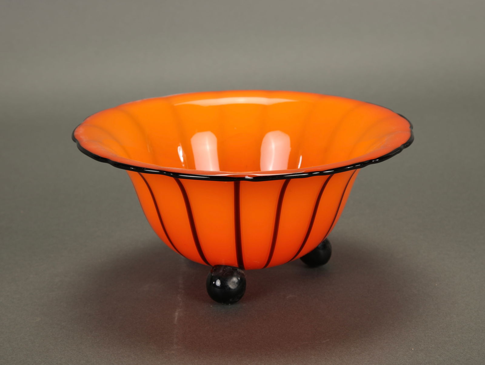 ART DECO STRIPED TANGO GLASS PEDESTAL BOWL LOETZ (1 of 2)