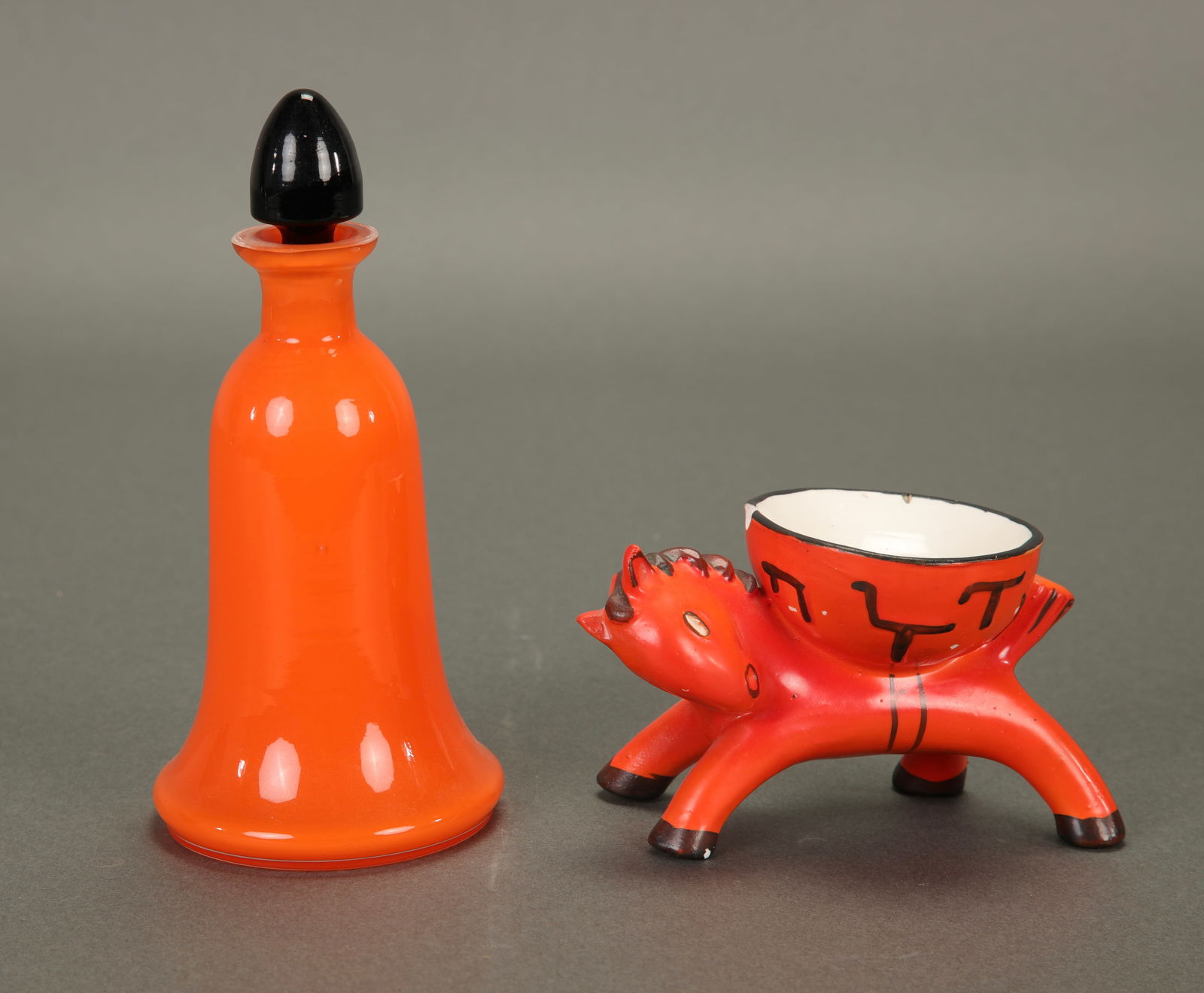 ART DECO TANGO GLASS PERFUME BOTTLE W/ PORCELAIN HORSE (1 of 5)