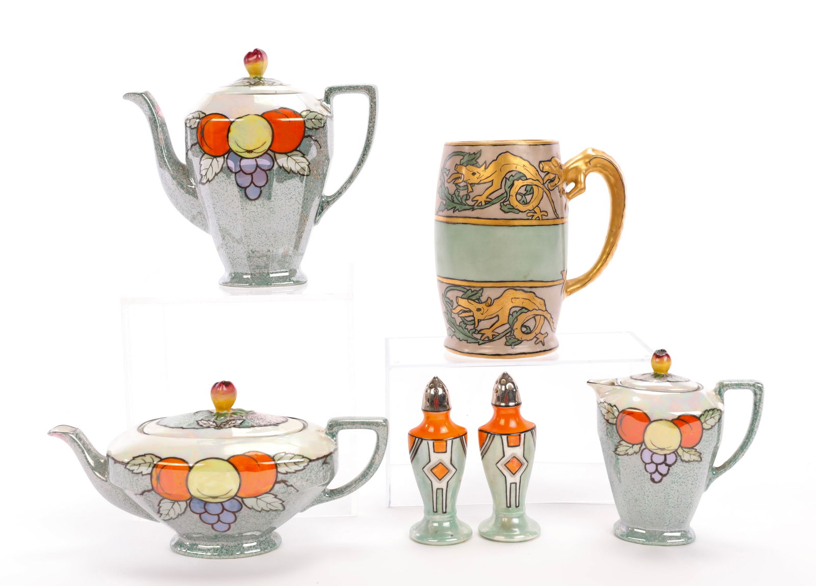 ART DECO & NOUVEAU CZECH TEA SERVICE & SIGNED DRAGON MUG (1 of 11)