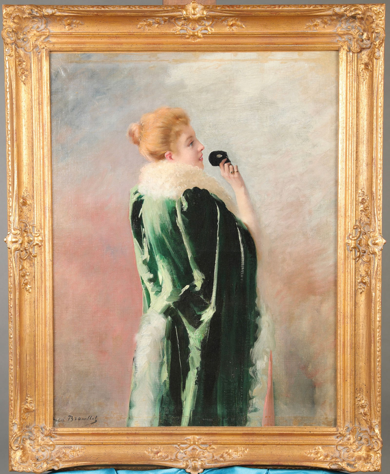 PIERRE-ANDRÉ BROUILLET (1857-1914) IMPRESSIONIST OIL PAINTING "JEUNE FEMME AU MASQUE" (1 of 13)
