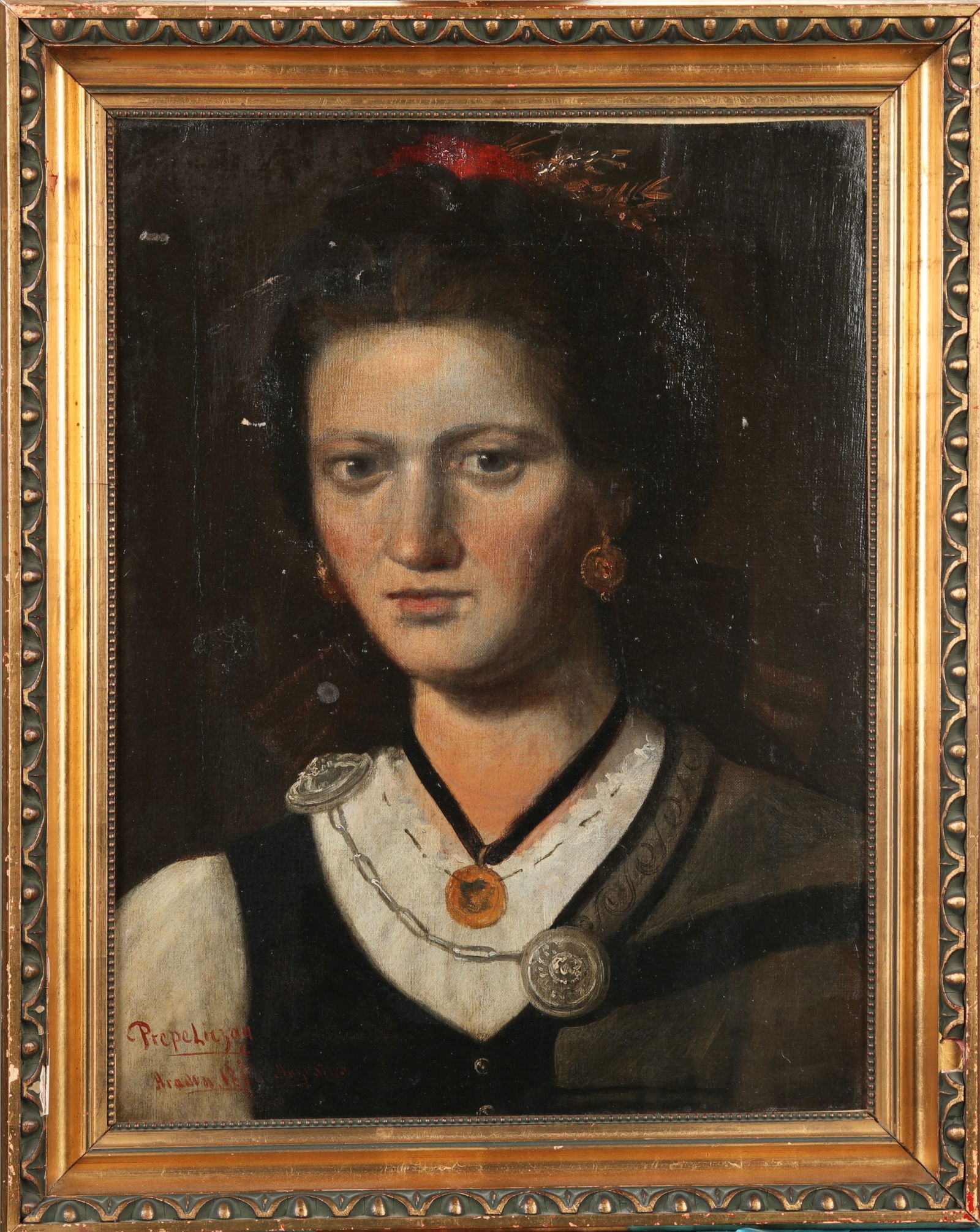 PREPE LIEZAU 19th c. FRENCH PORTRAIT OIL PAINTING SCHOOL OF JULES BRETON (1 of 11)