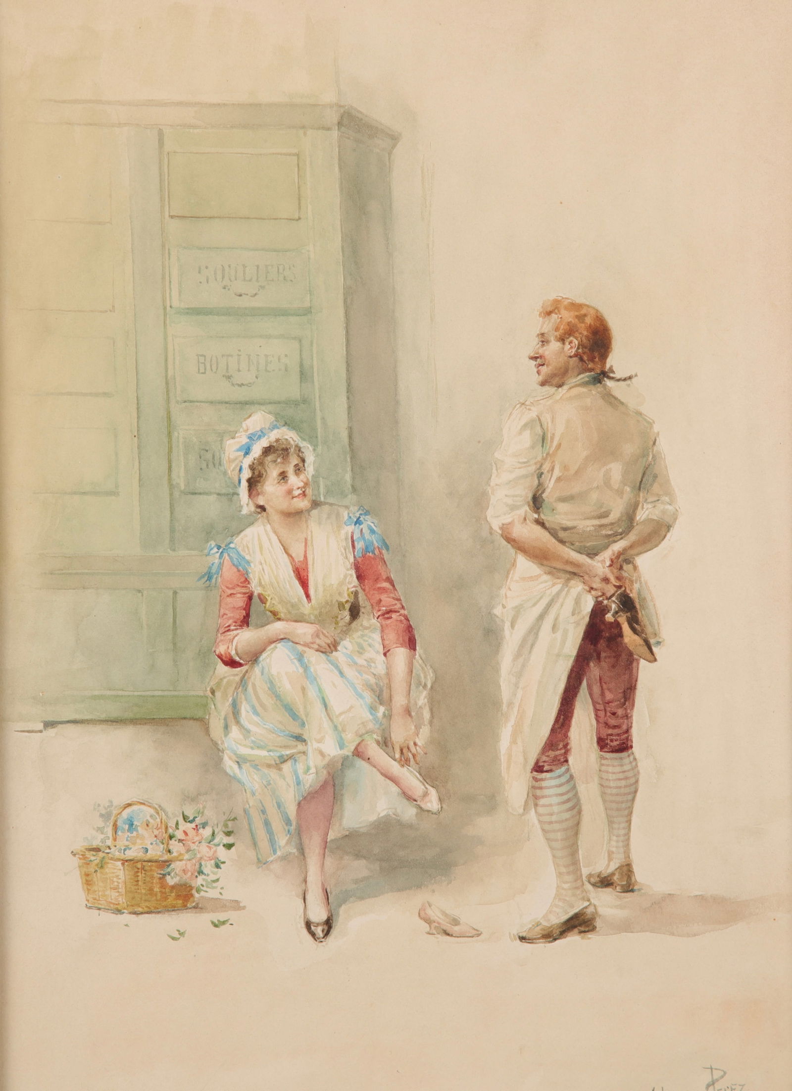 ALFONSO ALONSO PEREZ (1881-1914) WATERCOLOR PAINTING CORDWAINER'S SHOP (1 of 6)