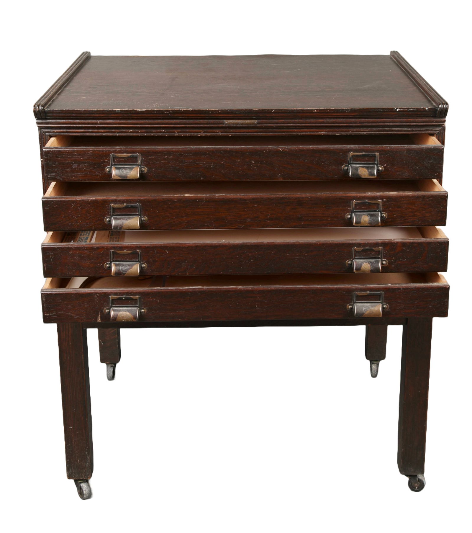 YAWMAN & ERBE ANTIQUE MAP CHEST PRINTS CABINET ARTS & CRAFTS (1 of 11)