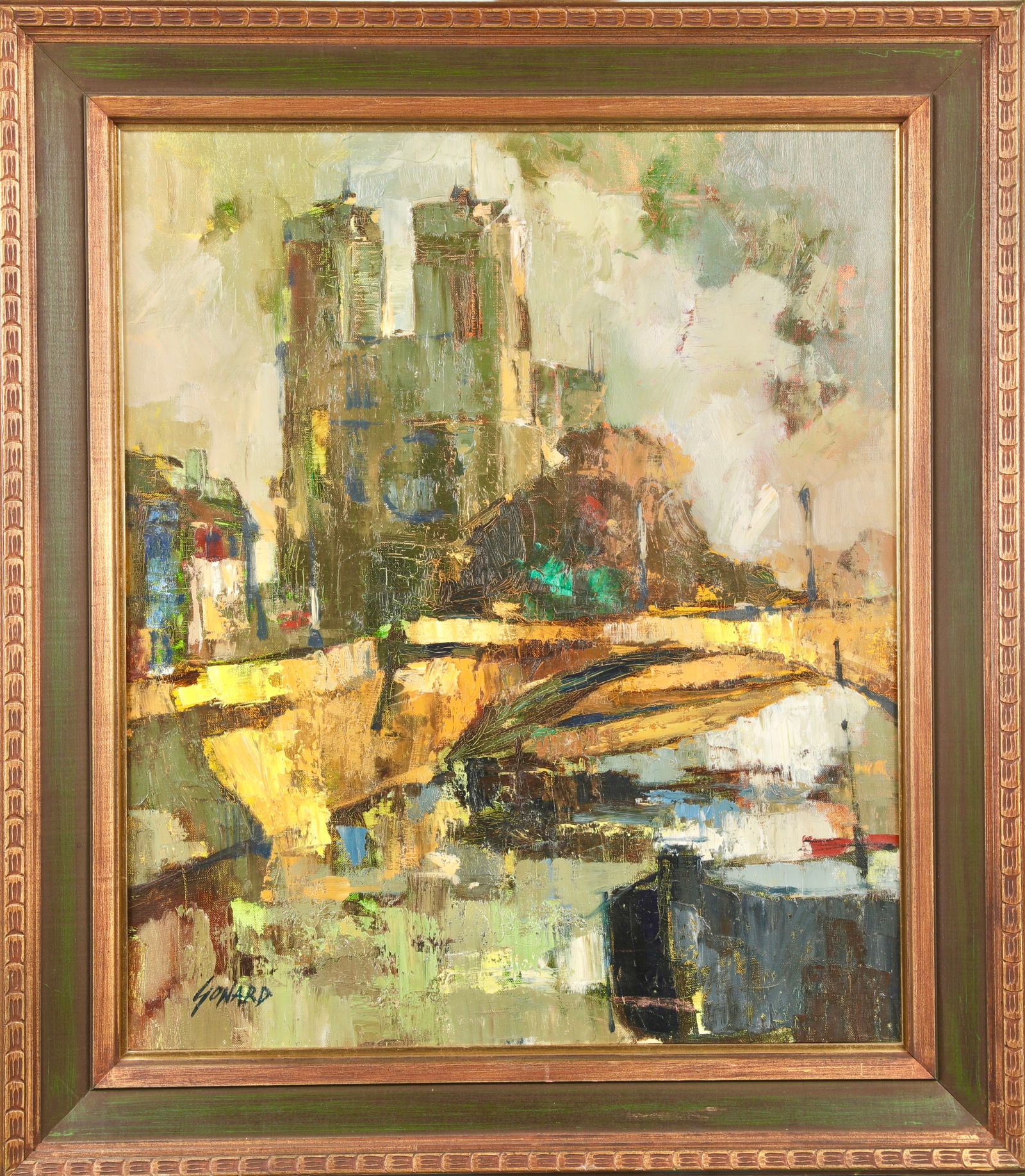GONARD MID-CENTURY IMPRESSIONIST OIL PAINTING NOTRE DAME CATHEDRAL (1 of 6)