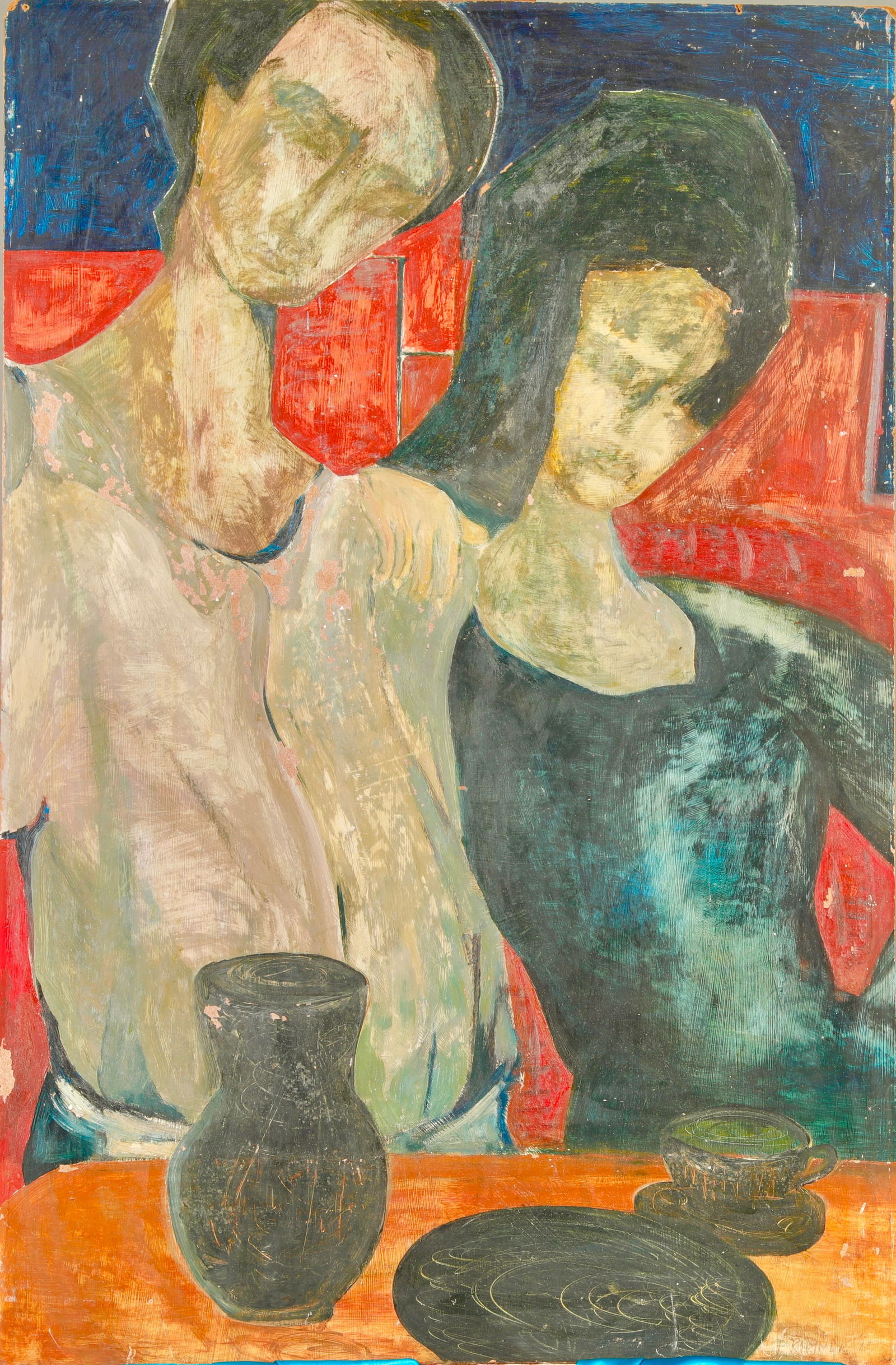 F. RAYNER 1968 MODERNIST SURREALIST OIL PAINTING (1 of 6)