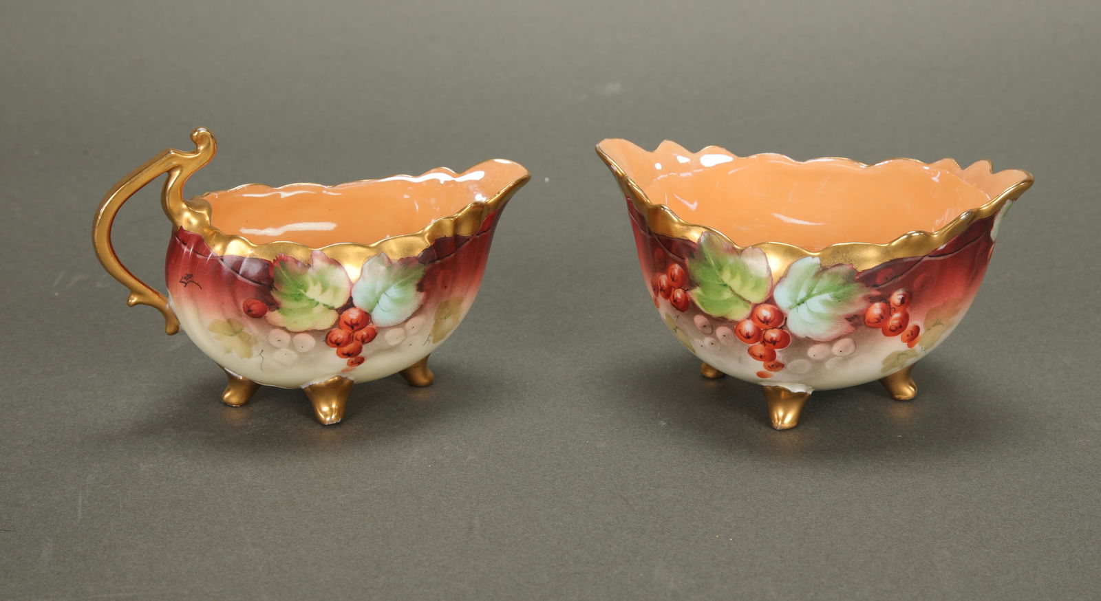 W.A. PICKARD AUSTRIAN PAINTED PORCELAIN CREAM & SUGAR SIGNED LEON (1 of 5)