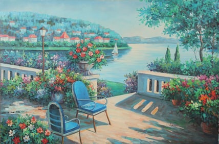BRANDT AMALFI COAST SEASIDE TERRACE OIL / CANVAS PAINTING