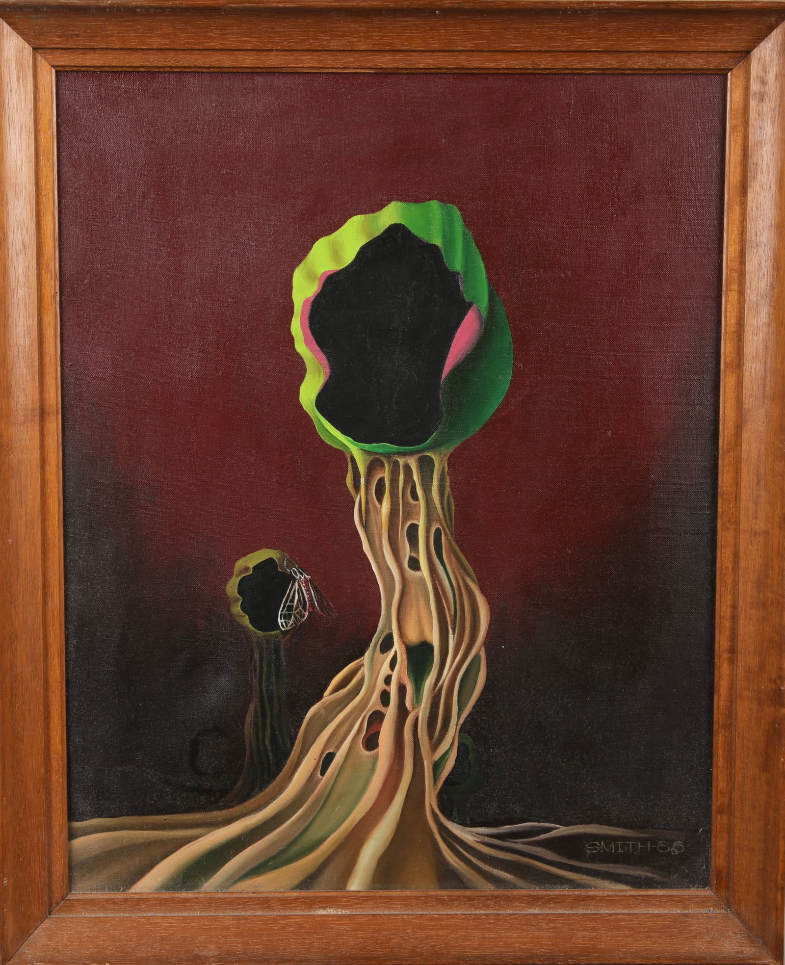 JOHN S. SMITH 1966 SURREALISM OIL PAINTING "FAIRY TAVERNS" (1 of 5)