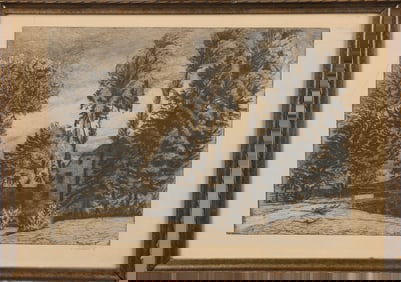 PAUL LESCHHORN (1876-1951) ANTIQUE ENGRAVING PENCIL SIGNED