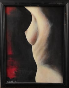 KUENZLI NUDE FEMALE PROFILE OIL PAINTING