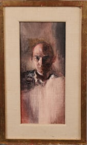 GLEN MICHAELS (1927-) OIL / BOARD PAINTING MID-CENTURY PORTRAIT