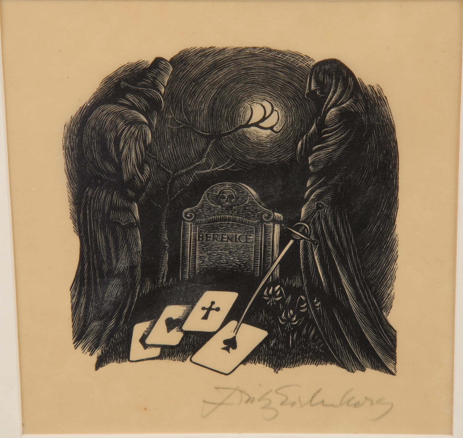 FRITZ EICHENBERG "BERENICE" WOODBLOCK PRINT 1930'S EDGAR ALLAN POE (1 of 6)