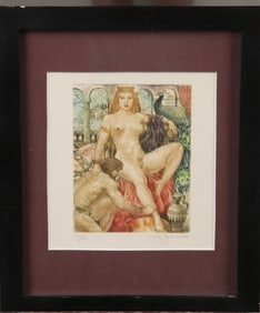 DAVID BEKKER COLOR ETCHING EX LIBRIS GORDON SMITH