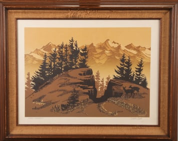 WALTON BUTTS "HIGH OLYMPICS" MID-CENTURY SERIGRAPH