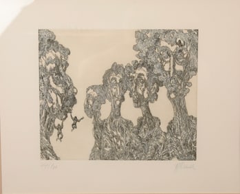 HANS-GEORG RAUCH "THE HUMAN JUNGLE" AQUATINT ETCHING SIGNED/ #