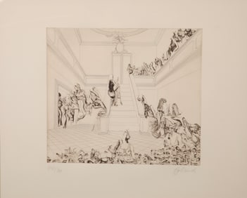 HANS-GEORG RAUCH "THE CRAZY PARTY" AQUATINT ETCHING SIGNED/# 1978