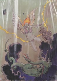 MIKE DUBISCH "SERAPHIM WYRMSLAYER" COMIC BOOK ORIGINAL ILLUSTRATION ART PAINTING