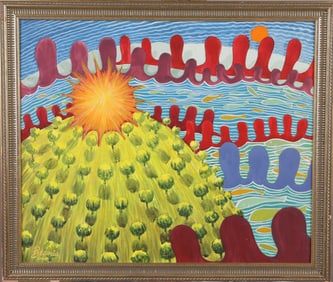 HOWARD JOHN BESNIA (1921-2014) POP ART WATERCOLOR PAINTING ABSTRACT EXPRESSIONIST