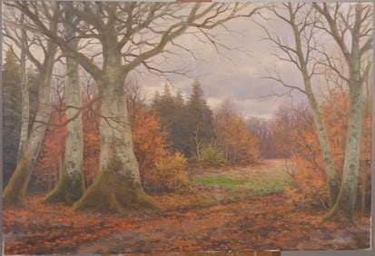 KARL EMIL LUNDGREN (1884-1934) IMPRESSIONIST AUTUMN LANDSCAPE OIL PAINTING
