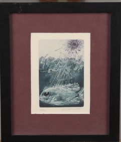 KAREL DEMEL EX LIBRIS FOR H.D. KOHLER COLOR ENGRAVING SIGNED / #