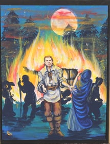 LUNA RIVERA ORIG. PAINTING ILLUSTRATION ART FOR TAROT CARD "THE BURNING"