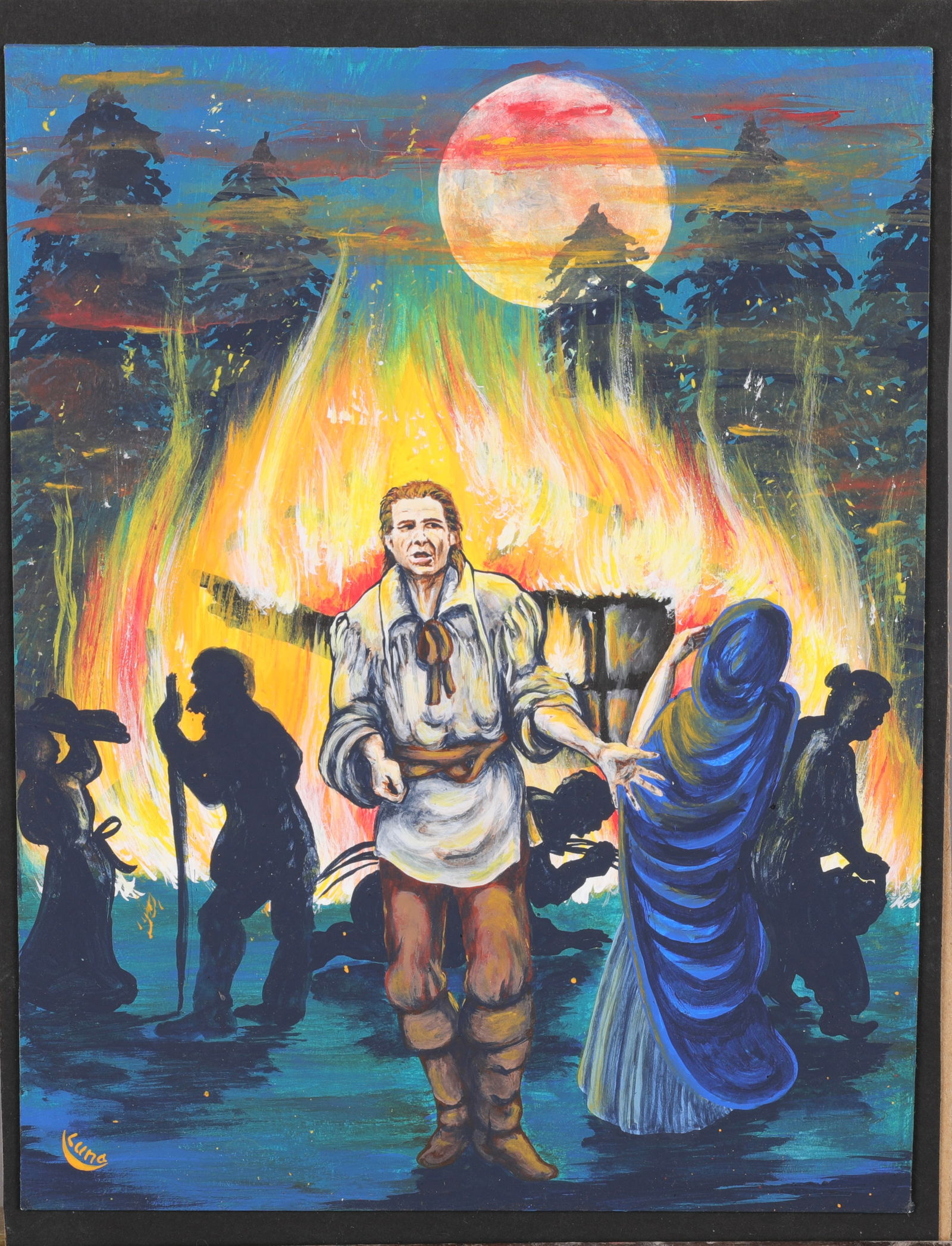 LUNA RIVERA ORIG. PAINTING ILLUSTRATION ART FOR TAROT CARD "THE BURNING" (1 of 4)