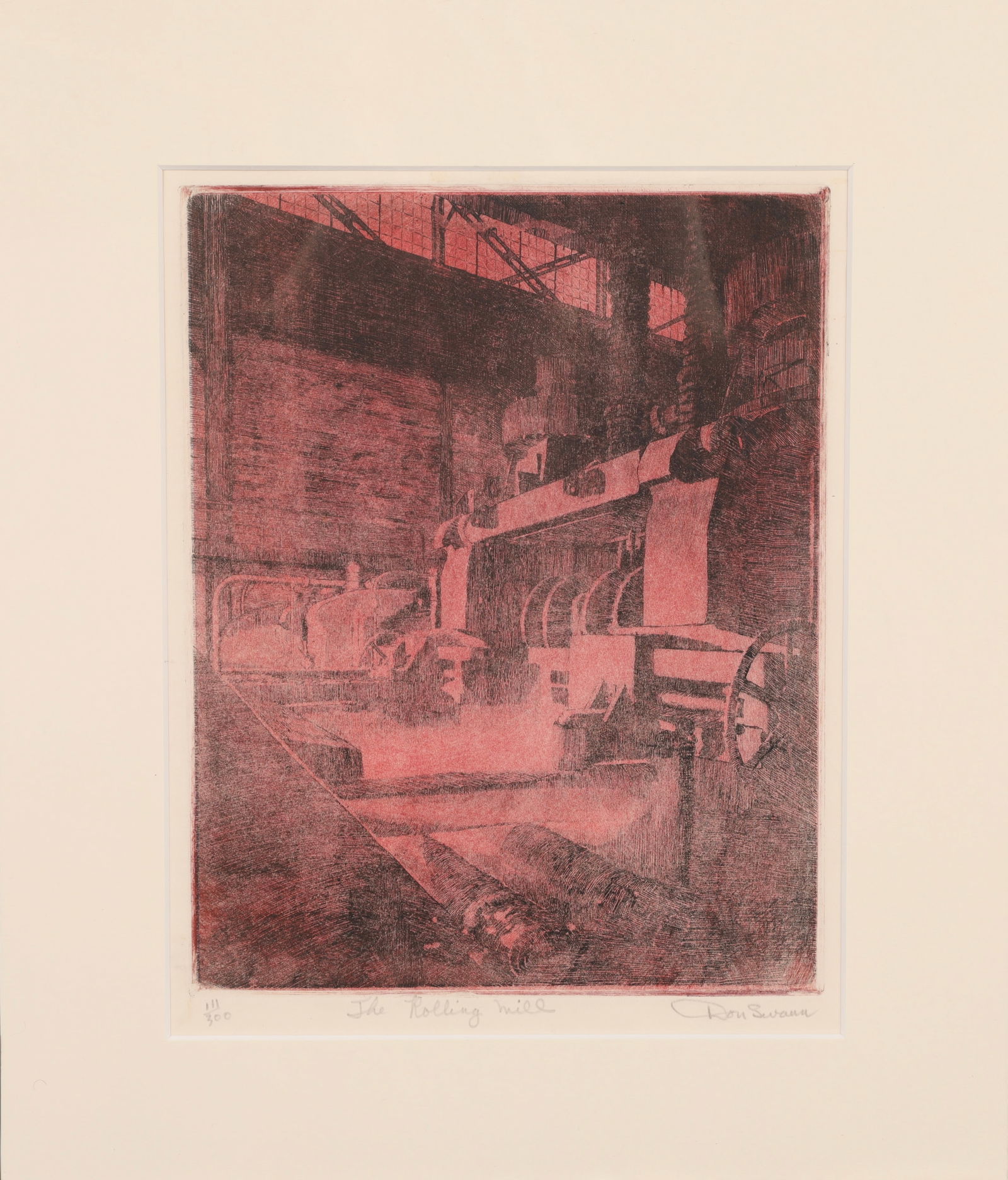 DON SWANN (1889-) "THE ROLLING MILL" SIGNED/# COLOR ETCHING (1 of 5)