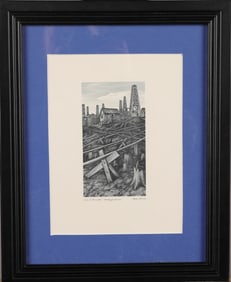 JOHN DEPOL COLOR WOOD ENGRAVING "OLD PIPELINES"
