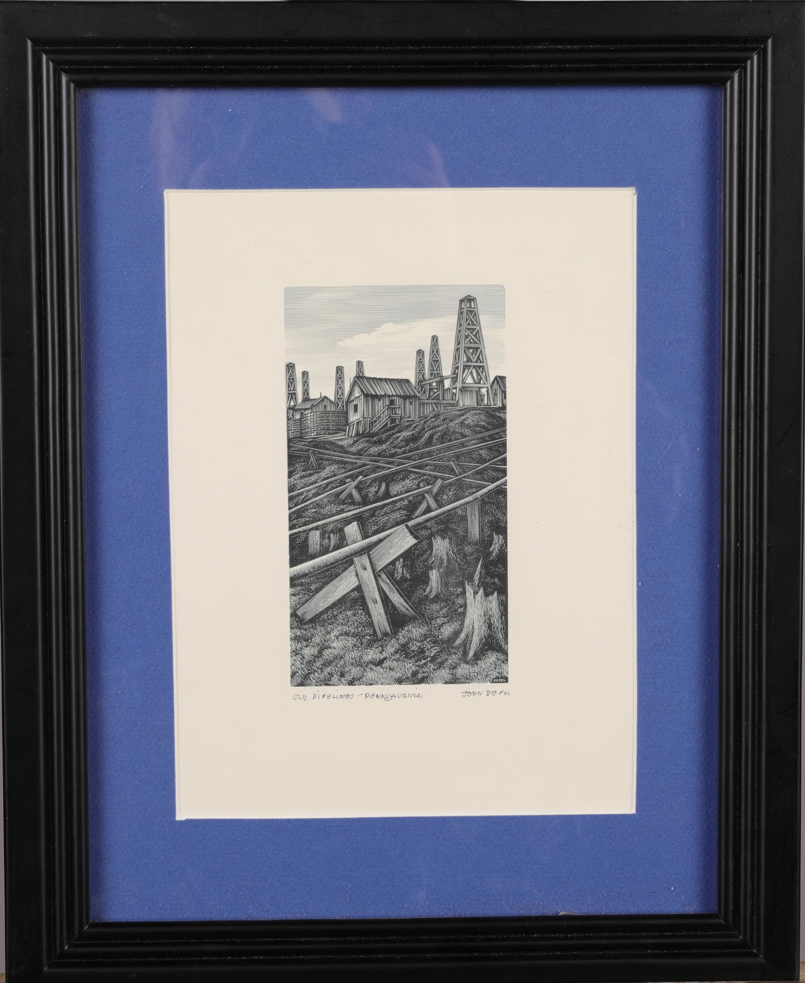 JOHN DEPOL COLOR WOOD ENGRAVING "OLD PIPELINES" (1 of 4)