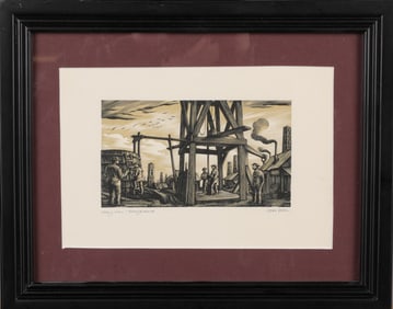 JOHN DEPOL "EARLY MEN" COLOR WOOD ENGRAVING