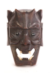 JAPANESE WOODEN HANNYA MASK