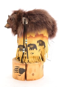 RICHARD & TRACI NORTON BEAR TOTEM NATIVE AMERICAN INDIAN SCULPTURE