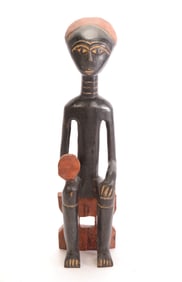 AFRICAN ASHANTI AKUA'BA FOLK ART WOOD FERTILITY SCULPTURE