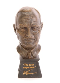 HARRY S. TRUMAN BRONZE FINISHED BUST 33rd PRESIDENT SCULPTURE