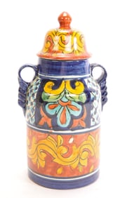 MEXICAN MAJOLICA LIDDED URN