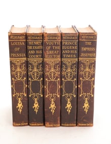 5 MUEHLBACH ANTIQUE LEATHER BOOKS