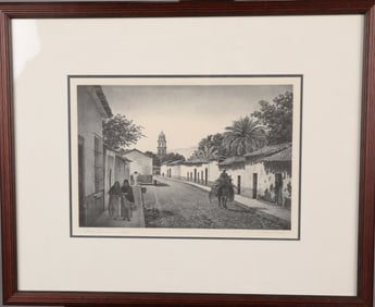 ALAN CRANE (1901-1969) "VILLAGE CORNER" LTD ED SIGNED LITHOGRAPH