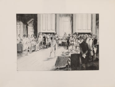 JOHN W. WINKLER SIGNED DRY POINT ETCHING "THE CONSTITUTIONAL CONVENTION"