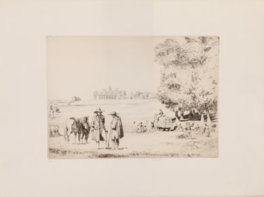 LOUIS C. ROSENBERG SIGNED DRY POINT ETCHING "FARMING AT MOUNT VERNON"