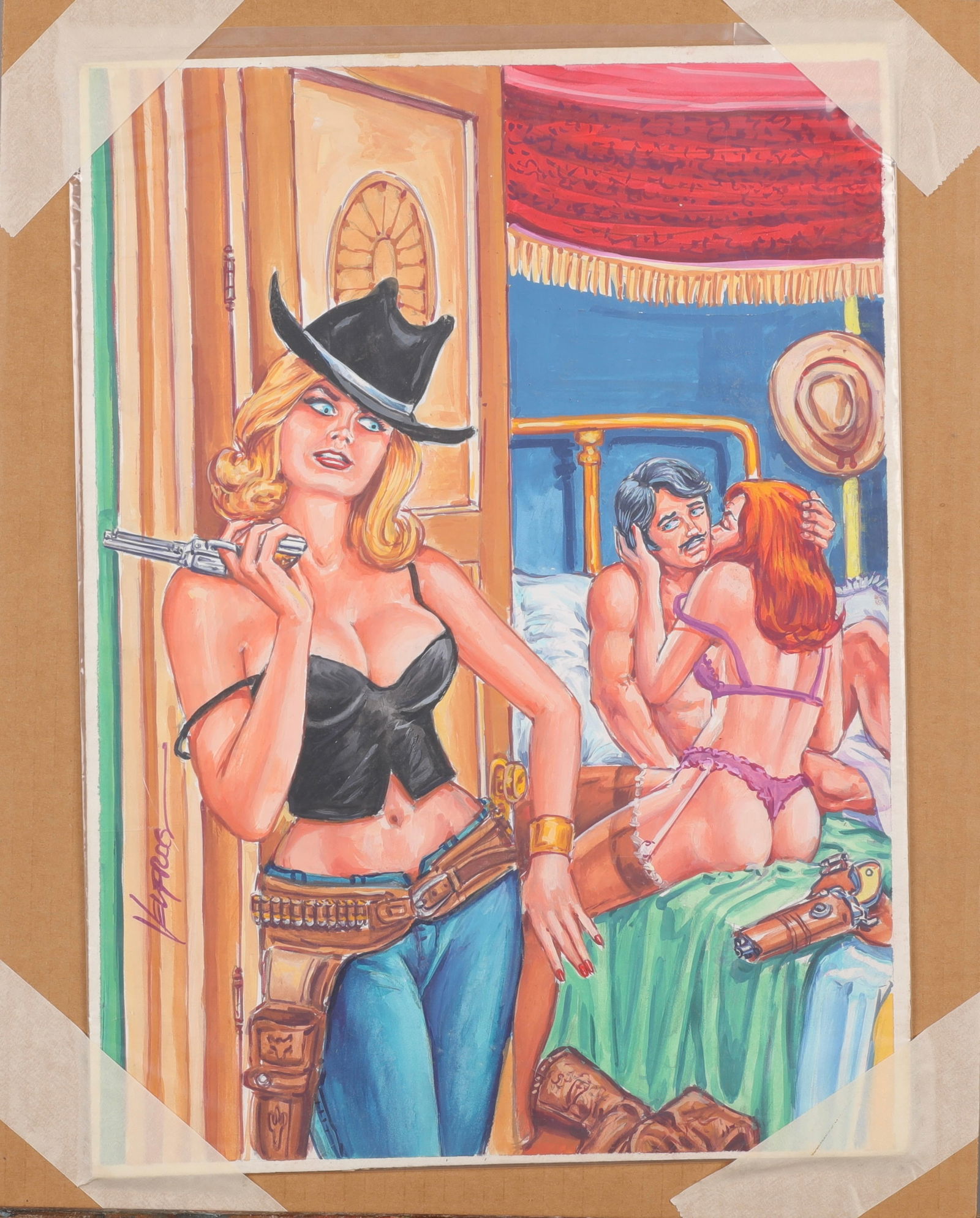 VELFROG "CAUGHT REDHANDED" ORIGINAL COMIC BOOK ART PAINTING (1 of 4)